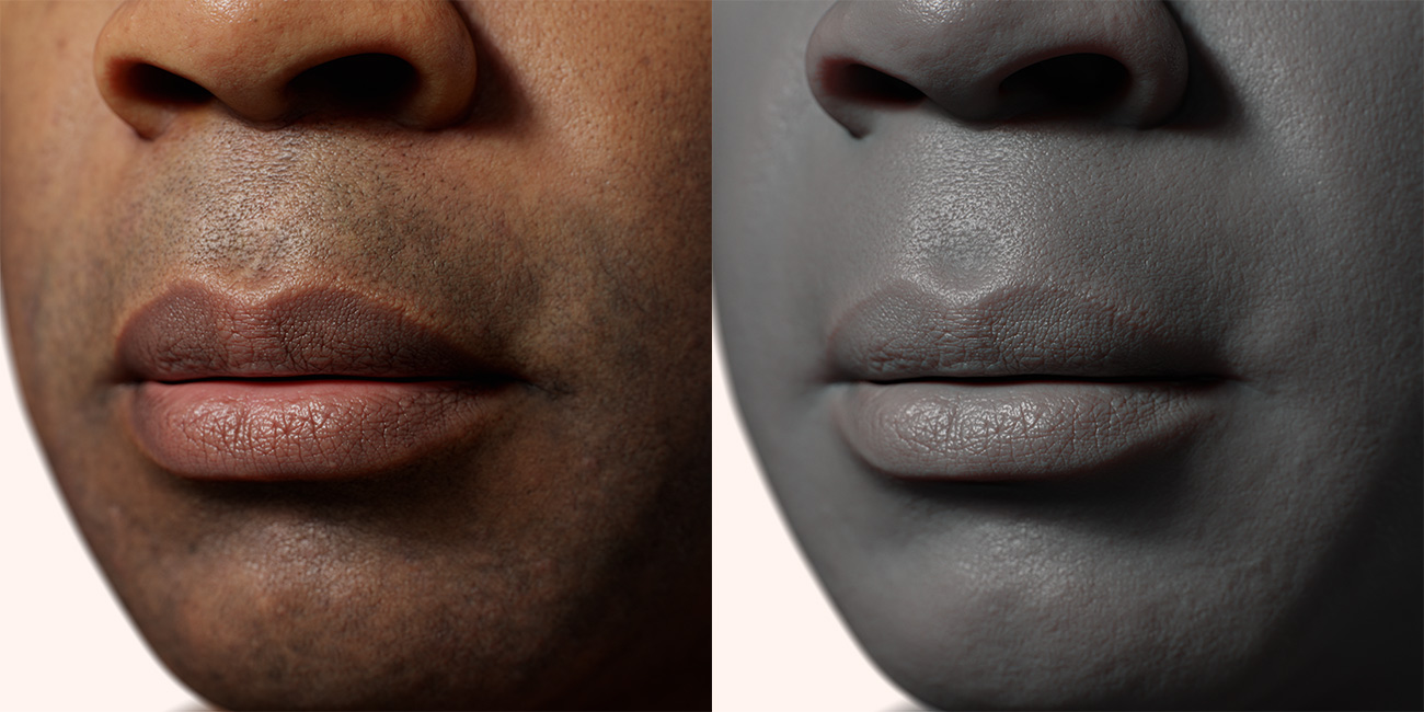 Male head scan skin pore details 